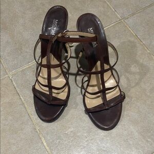 Michael Kors Brown Ankle Strap Elegant Heels, Sz. 10, EUC; 3 1/2”